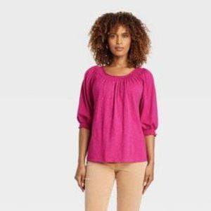 Women's Bishop 3/4 Sleeve Smocked Topa